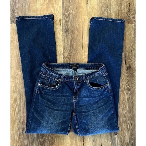 South Pole Women’s Juniors Dark Wash Light Distressed Straight‎ Jeans Size 9 EUC - Picture 3 of 9